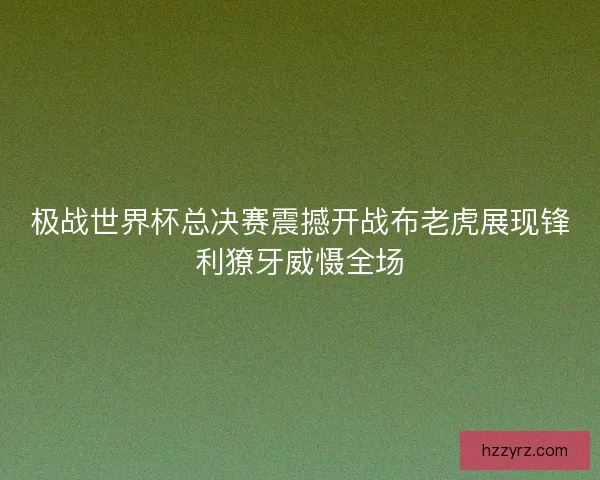 极战世界杯总决赛震撼开战布老虎展现锋利獠牙威慑全场