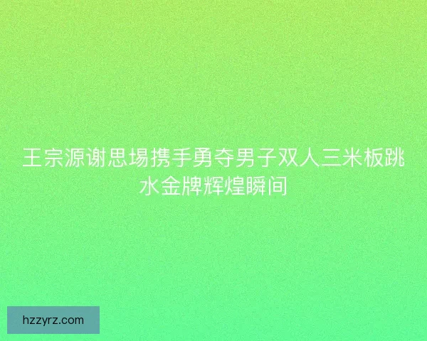 王宗源谢思埸携手勇夺男子双人三米板跳水金牌辉煌瞬间